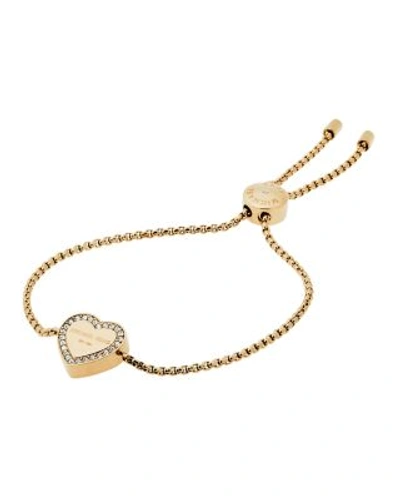 Shop Michael Kors Heritage Heart Slider Bracelet In Gold