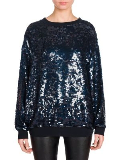 Shop Stella Mccartney Silk Sequin Sweatshirt In Black-ink