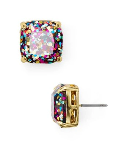 Shop Kate Spade Small Square Glitter Stud Earrings In Multi Glitter