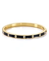 Kate Spade Gold-tone Crystal Enamel Hinged Bangle Bracelet In Black