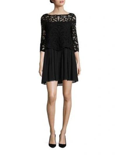 Shop Joie Jordie Knotted Soutache Silk-blend Dress In Caviar