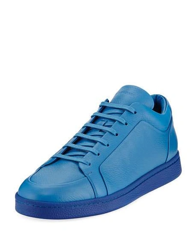 Balenciaga Pebbled Leather Low-top Sneaker, Blue
