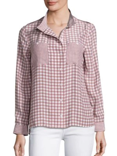 Equipment Alma Gingham Silk Blouse In Rose Smoke