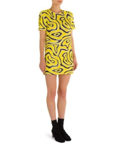 Emilio Pucci Printed And Embellished Silk Dress In Green-yellow Labyrinth