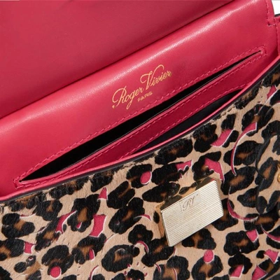 Shop Roger Vivier Viv' Cabas Skin Guipure Mini In Ponyskin Effect Leather In Brown, Black, Pink