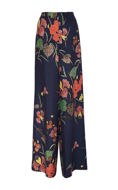 Diane Von Furstenberg Wide Leg Floral Silk Pants