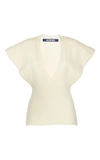 JACQUEMUS Cap Sleeve Ribbed Blouse