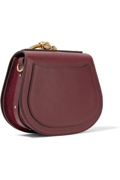 Shop Chloé Nile Bracelet Small Leather And Suede Shoulder Bag In Claret