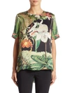 ADAM LIPPES Printed Silk Hi-Lo Tee