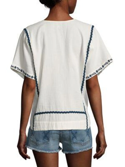 Shop Ella Moss Marini Embroidered Top In Natural