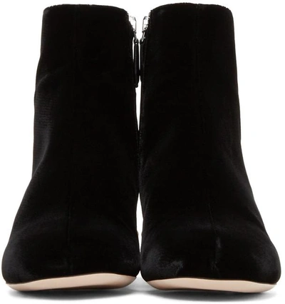 Shop Miu Miu Black Pearl And Crystal Velvet Boots In *002 Black