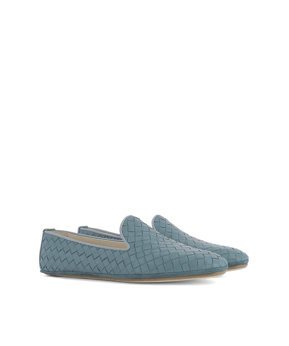 Bottega Veneta Green Blue Leather Loafers | ModeSens
