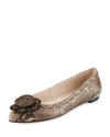 DONALD J PLINER BIBBI FLOWER PYTHON-PRINT FLAT, BROWN