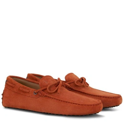 Shop Tod's Gommino Driving Shoes In Suede In Orange