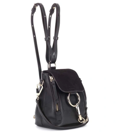 Shop Chloé Faye Mini Leather And Suede Backpack In Black