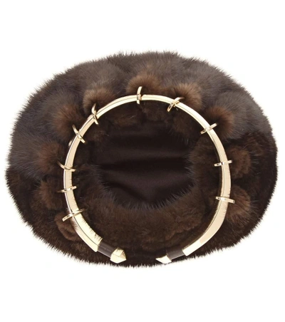 Shop Valentino Garavani Mink Fur Clutch In Brown