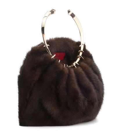 Shop Valentino Garavani Mink Fur Clutch In Brown