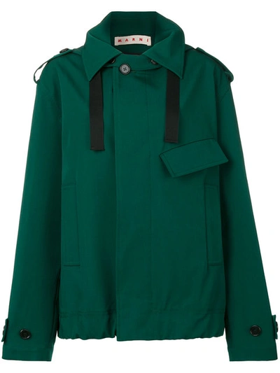 Marni Oversized Bonded Wool And Cotton-blend Coat In Emerald-green