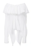 TOME Cotton Voile Ruffle Peasant Blouse