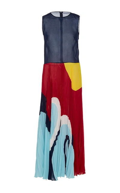 Shop Red Valentino Sun And Wave Intarsia Pleated Skirt