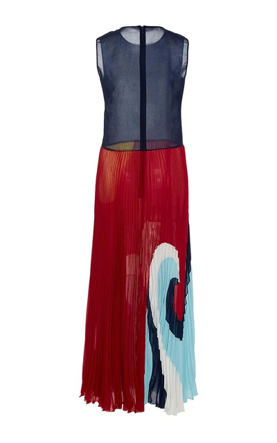 Shop Red Valentino Sun And Wave Intarsia Pleated Skirt