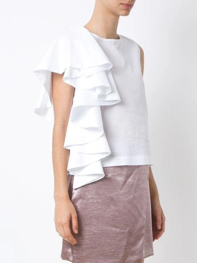 Shop Isolda Ruffled Top In White