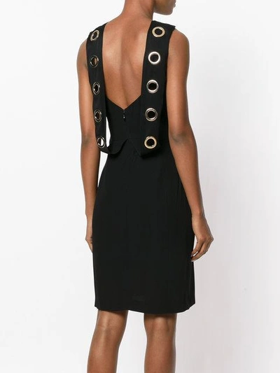 Shop Versace Collection Eyelet Strap Dress - Black