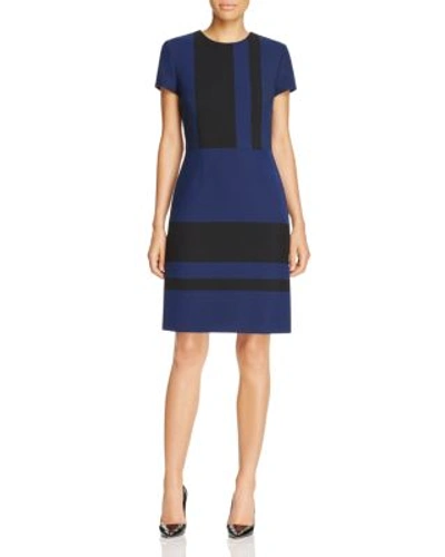 Hugo Boss Block Dress In Black/blue