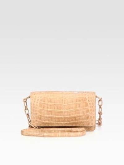 Nancy Gonzalez Crocodile Wallet-on-a-chain Crossbody Bag In Nude