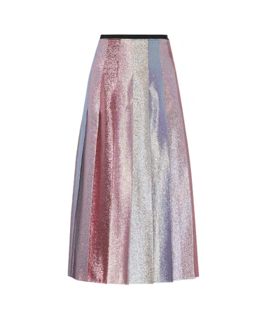 Shop Gucci Lamé Pleated Skirt In Multicoloured