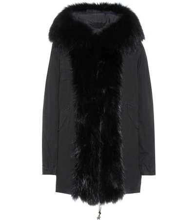 Mr & Mrs Italy Cotton Parka With Raccoon Fur In Llack