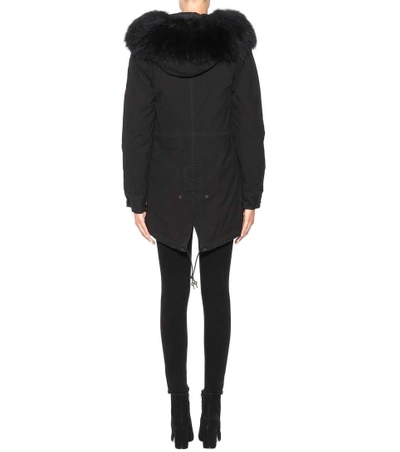 Shop Mr & Mrs Italy Cotton Parka With Fur Lining In Llack