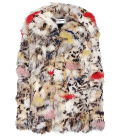 Shop Saint Laurent Fur Coat In Eaturel