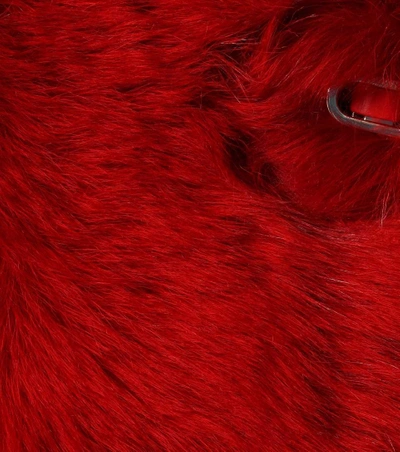 Shop Prada Fur Coat In Rosso