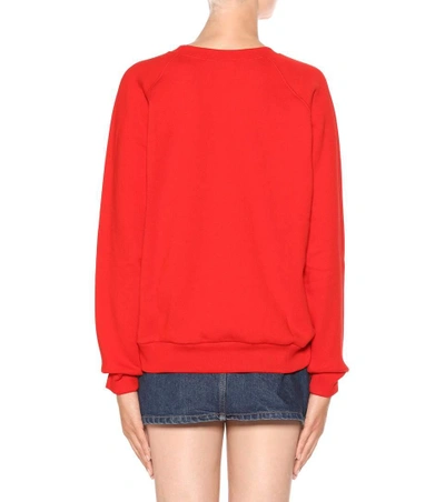 Shop Gucci Sequinned Printed Cotton Sweatshirt In Red