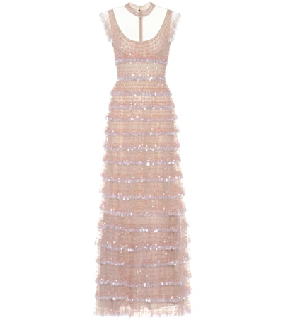 Valentino Sleeveless Sequin-embellished Dress In Neutrals