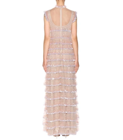 Shop Valentino Sleeveless Sequin-embellished Dress In Neutrals