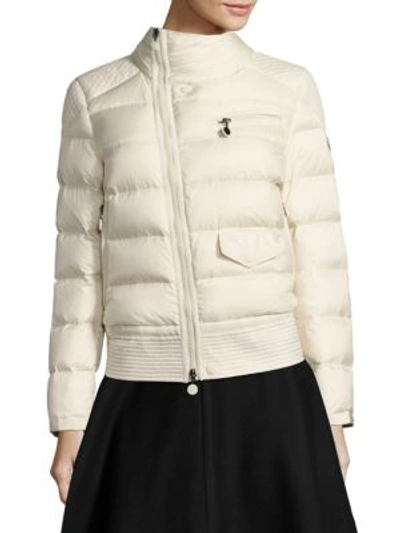 Moncler Margaret Quilted Puffer Jacket, Light Beige In White