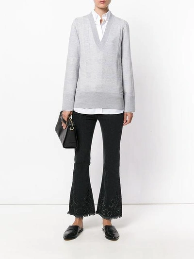 Shop Burberry V-neck Sweater In Grey