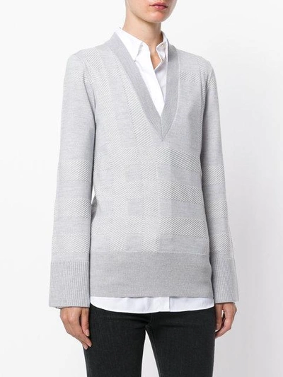 Shop Burberry V-neck Sweater In Grey
