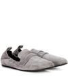 Lanvin Suede Loafers In Light Grey