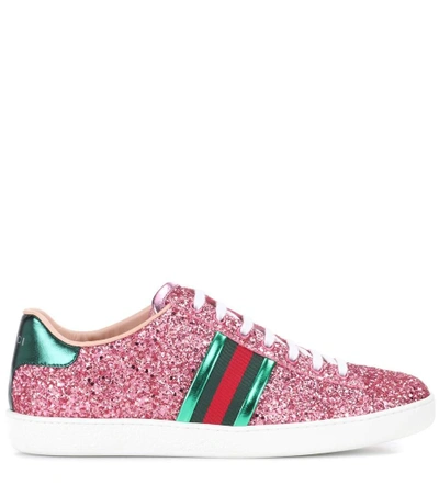 Shop Gucci Ace Glitter Sneakers In Glos.p