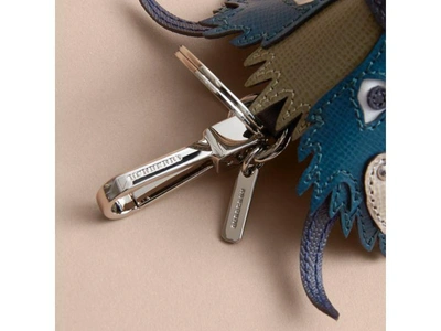 Shop Burberry Thomas Bear Charm In Check Cashmere With Beasts Detail In Marine Blue