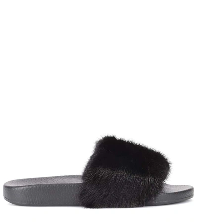 Shop Dolce & Gabbana Mink Fur Slides In Llack