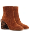 MIU MIU SUEDE AND FUR ANKLE BOOTS,P00275011