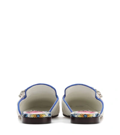 Shop Dolce & Gabbana Embellished Floral-printed Mules In Vaso Fiori-maioliche