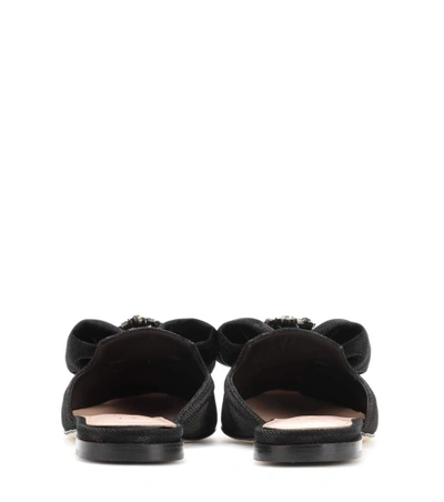 Shop Oscar De La Renta Embellished Slippers In Black