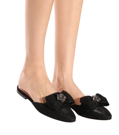 Shop Oscar De La Renta Embellished Slippers In Black