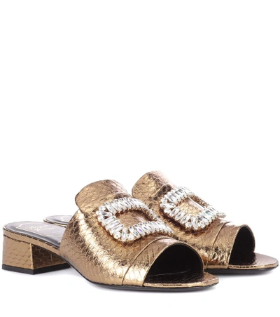 Roger Vivier Exclusive To Mytheresa.com - Slipper New Strass Sandals In Gold