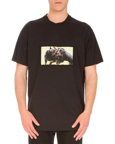 Givenchy Cuban-fit Rottweiler-appliquéd Cotton-jersey T-shirt In Black